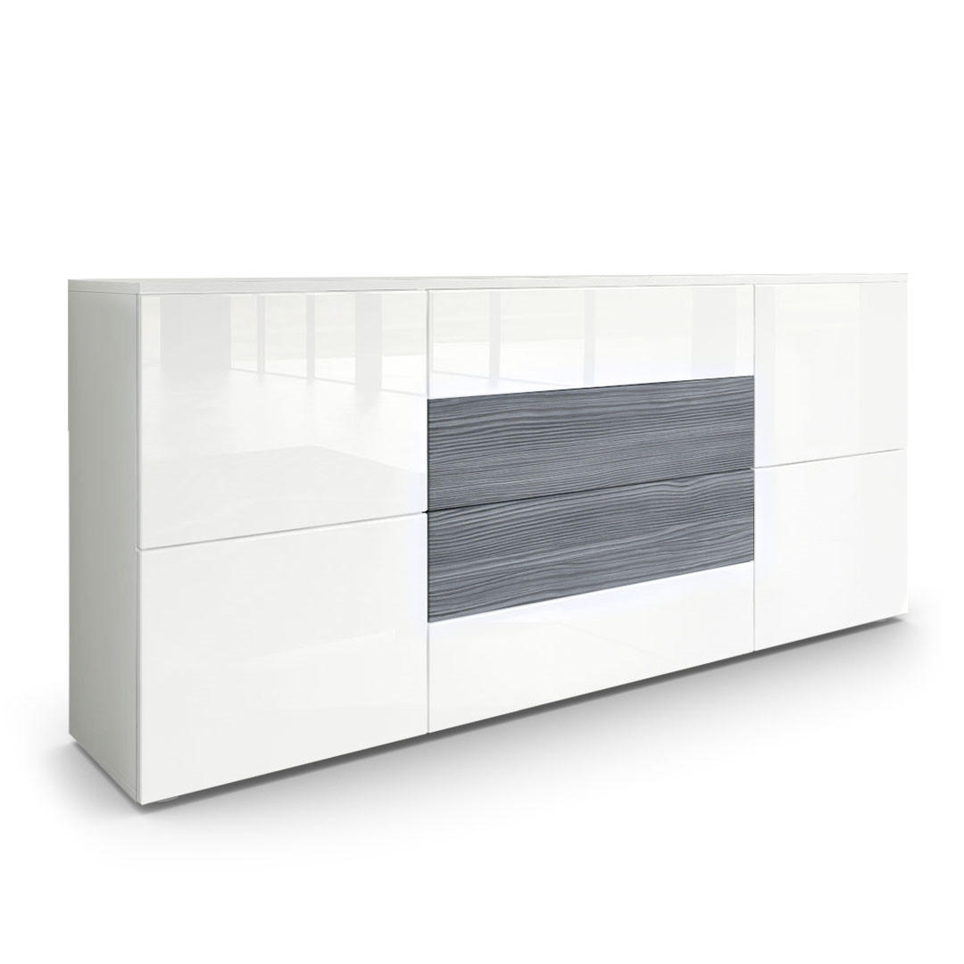 SIDEBOARD Rova Weiß Hochglanz / Avola-Anthrazit - Weiß Hochglanz, Holzwerkstoff (166/72/35cm) - Vladon