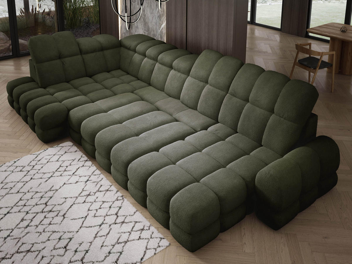 ECKSOFA TOLLO Anthology-stoff U-form 400x217x105 cm grün - Waldgrün, Holz/Textil (400/217cm) - DomoHome