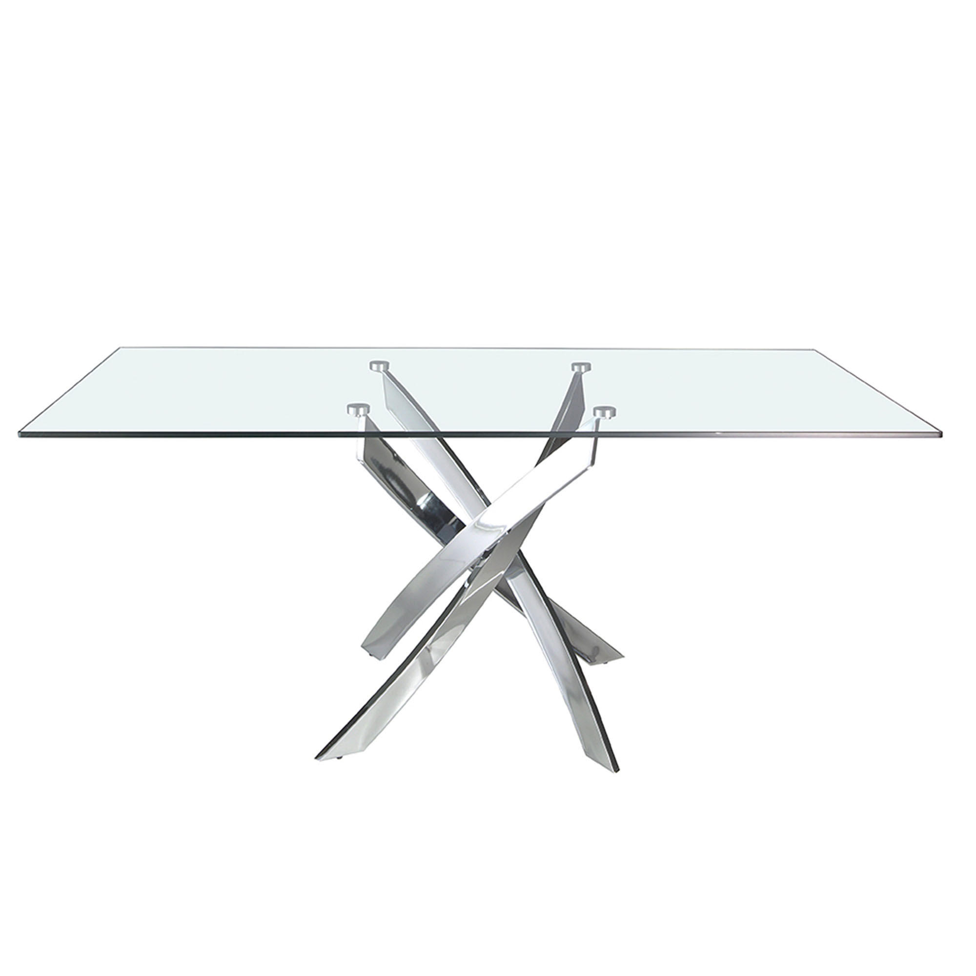 ESSTISCH Rechteckig Glas Stahl 140/95/75 cm - Edelstahlfarben/Transparent, Metall (95/140/75cm) - ANGEL CERDA