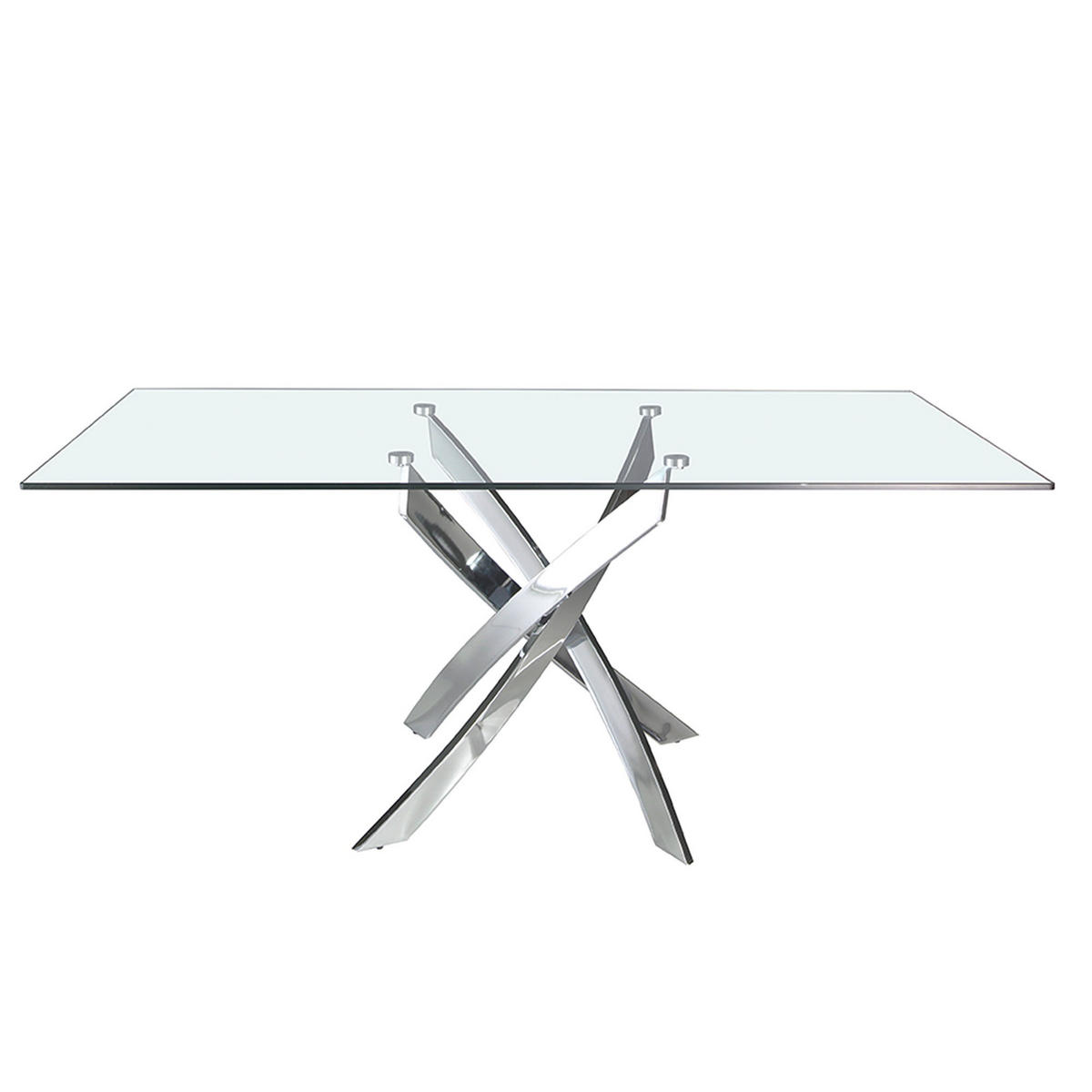 ESSTISCH Rechteckig Glas Stahl 140/95/75 cm - Edelstahlfarben/Transparent, Metall (95/140/75cm) - ANGEL CERDA