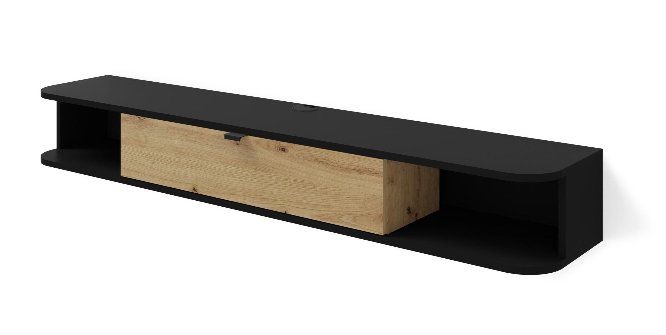 Raumhirsch Furniture TV Schwarz, Eiche Artisan 156x20x29 cm