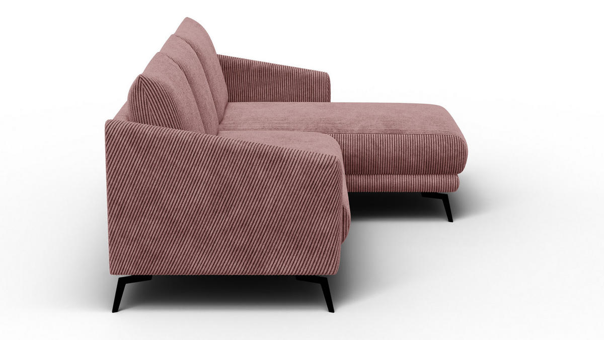 ECKSOFA VILT 3-Sitzer, altrosa - Schwarz/Altrosa, Holzwerkstoff/Textil (221/156cm) - Courtois Laville