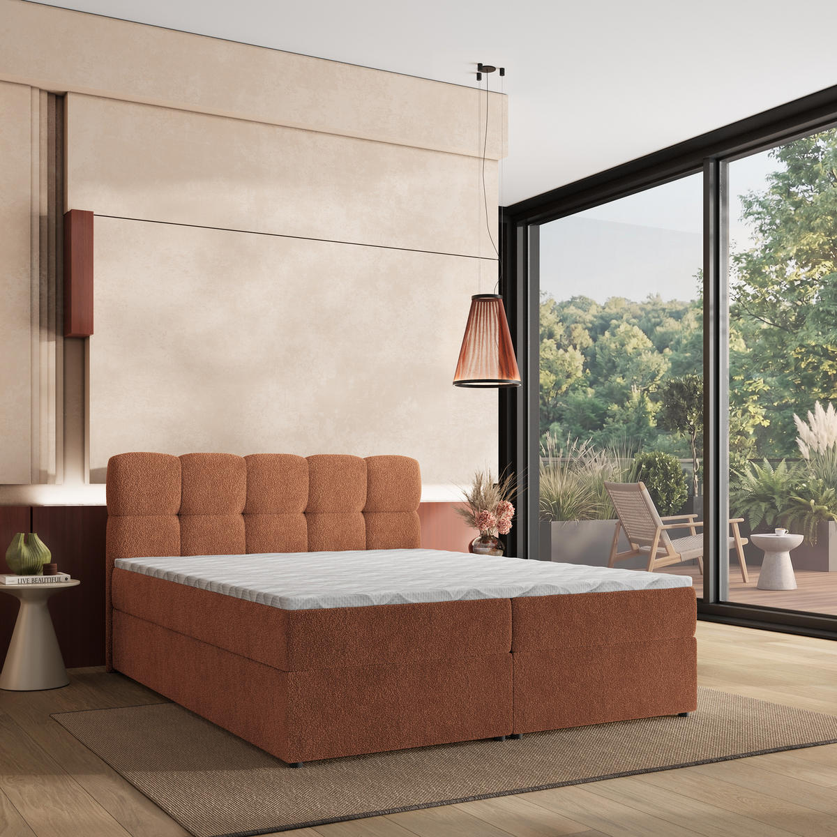 BOXBETT MERU 140x200 cm mit Matratze und Topper - Kupferfarben - Kupferfarben, Holz (140/200cm) - MASSENO