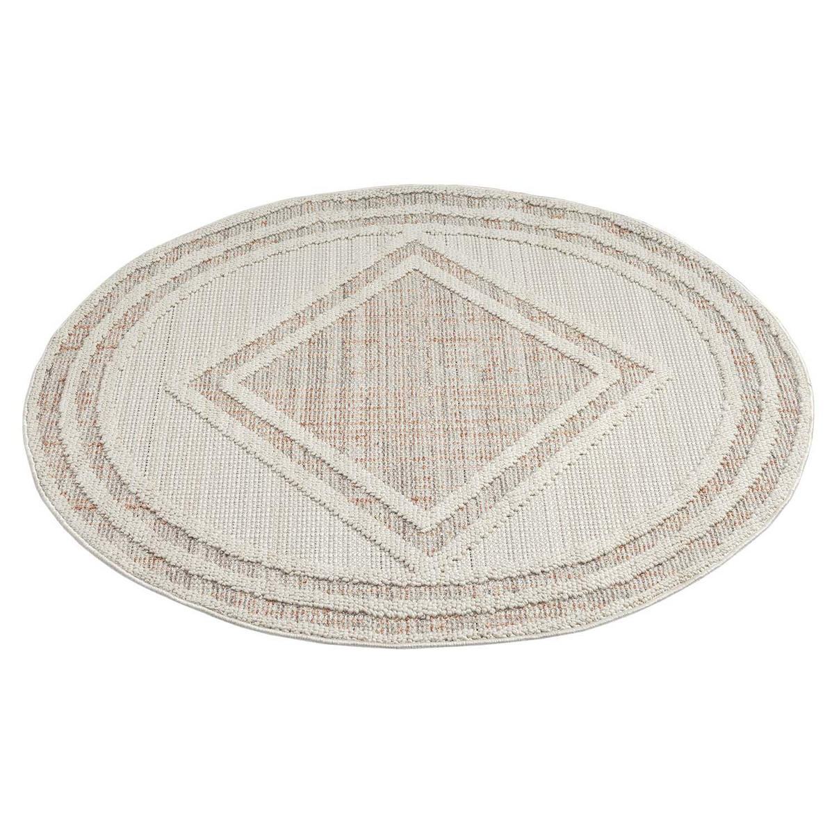 KURZFLOR-TEPPICH Lindo 8853 Terra 200x200 cm Rund - Creme, Textil (200/200cm) - carpet city