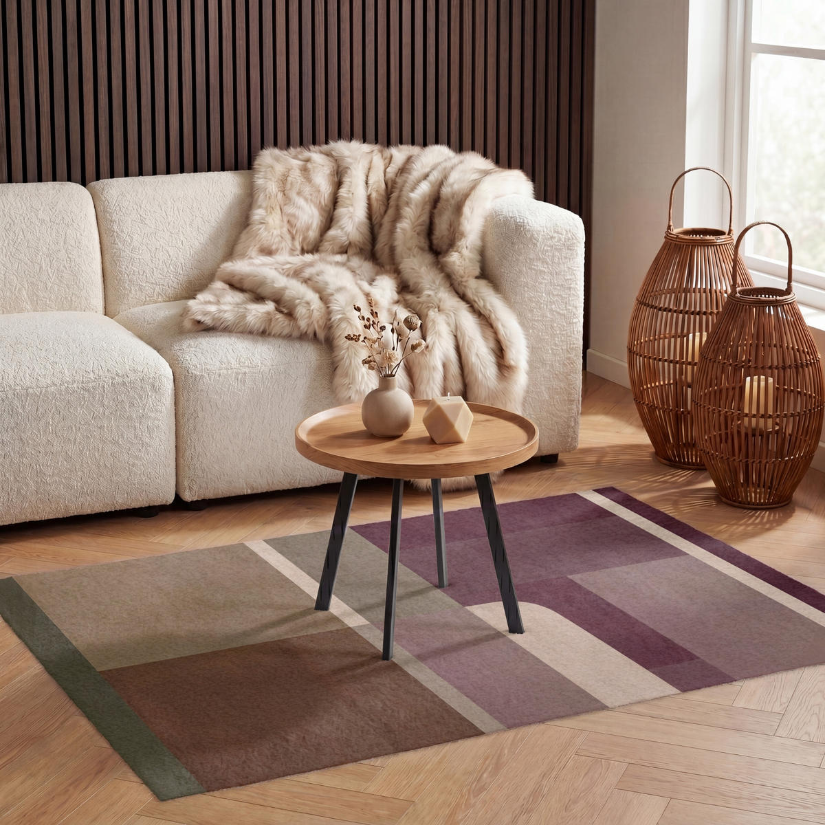 KOBERCE - Roviny - abstraktné - Bordeaux - línie - 120x80 cm - viacfarebná, textil/plast (120/0.4cm) - OnlyWow