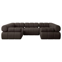 WOHNLANDSCHAFT modulares Sofa Birno-U1 - 285x190x70 cm Braun Velours - Braun, Holzwerkstoff/Textil (285/70/190cm) - ALTDECOR