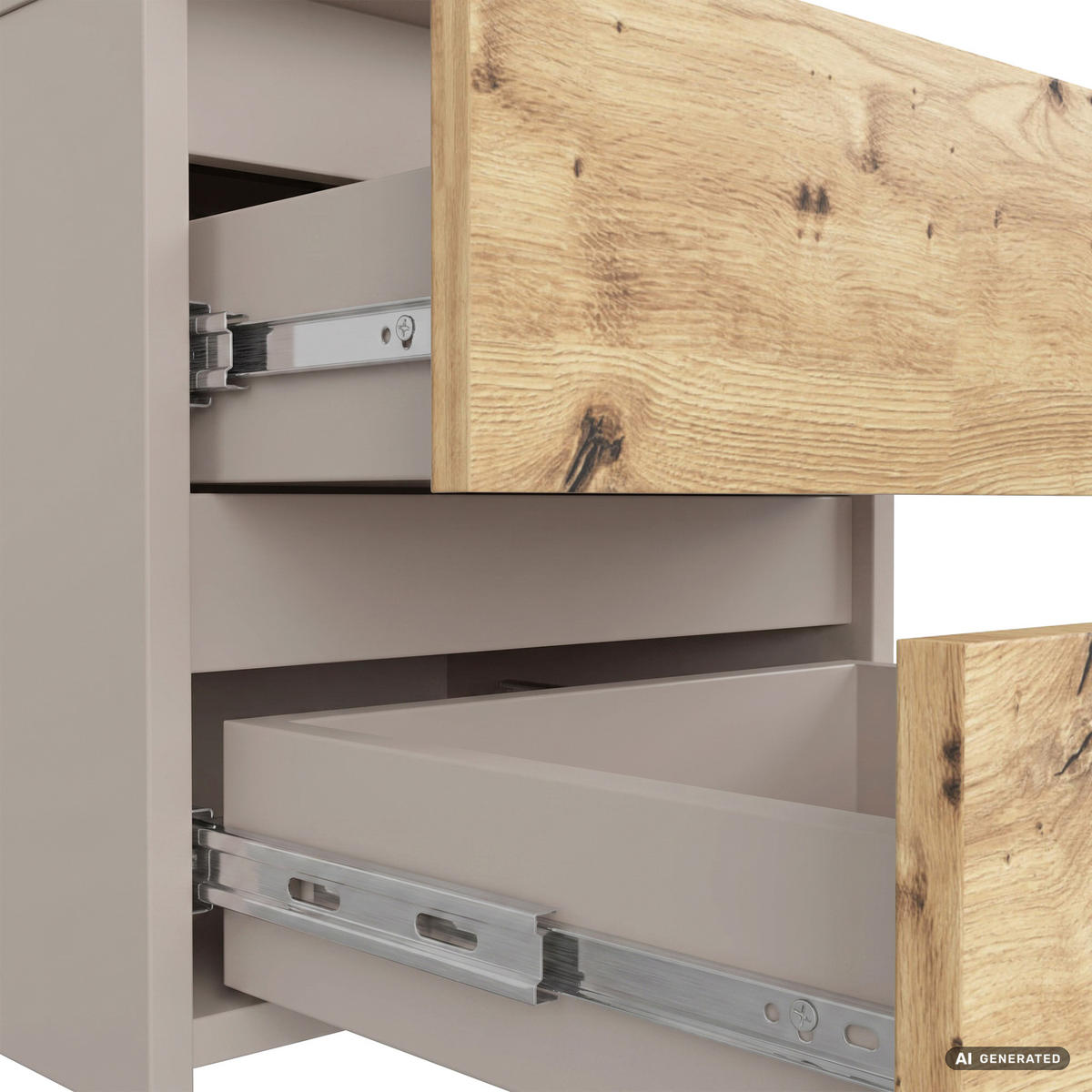 NACHTTISCH CL2 Kaschmir 40 cm 2 Schubladen Front Artisan-Eiche B40xH40xT35 cm - Beige/Braun, Holzwerkstoff (40/40/35cm) - Akord