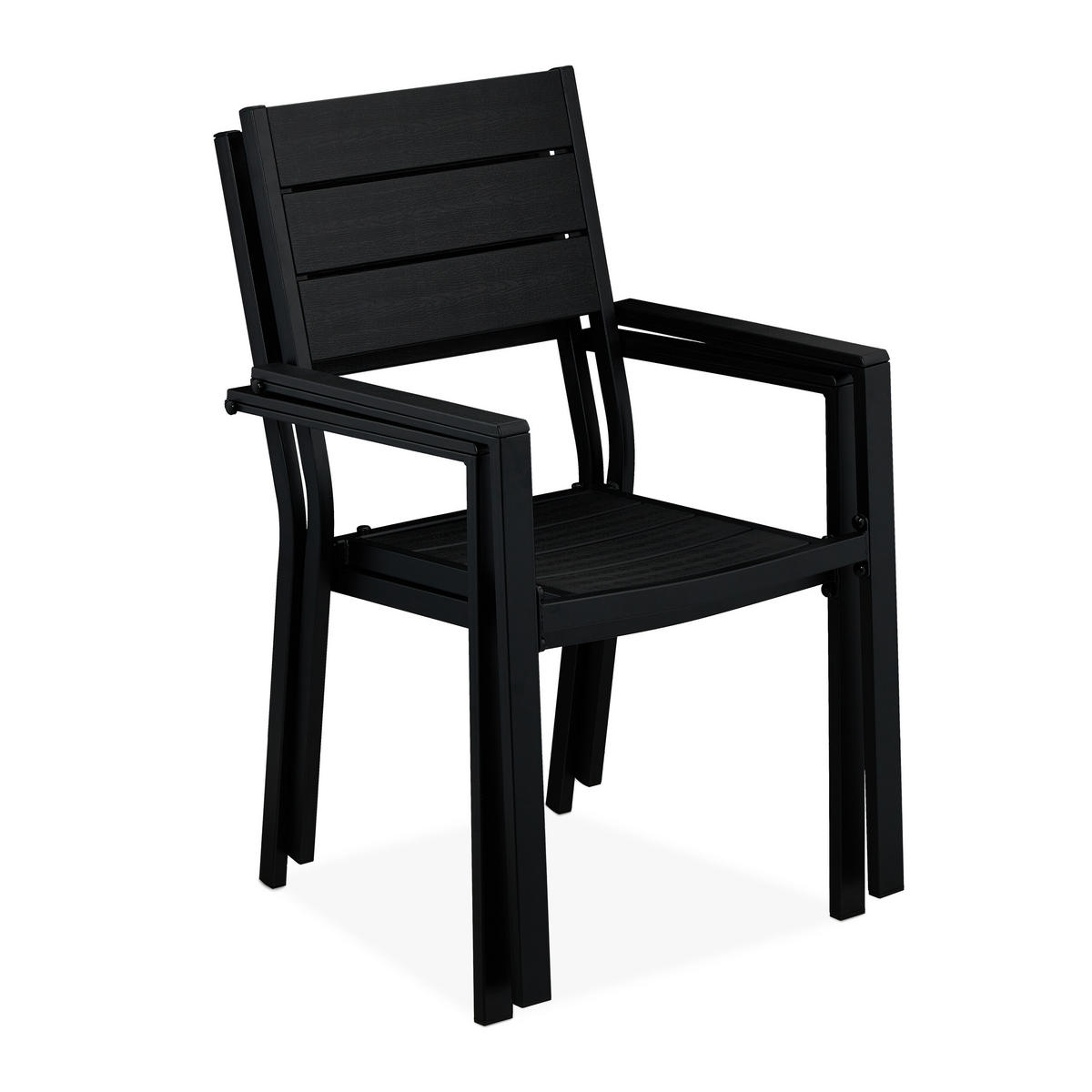 2XGARTENSTUHL - Schwarz, Kunststoff/Metall (53.5/90/59cm) - Relaxdays