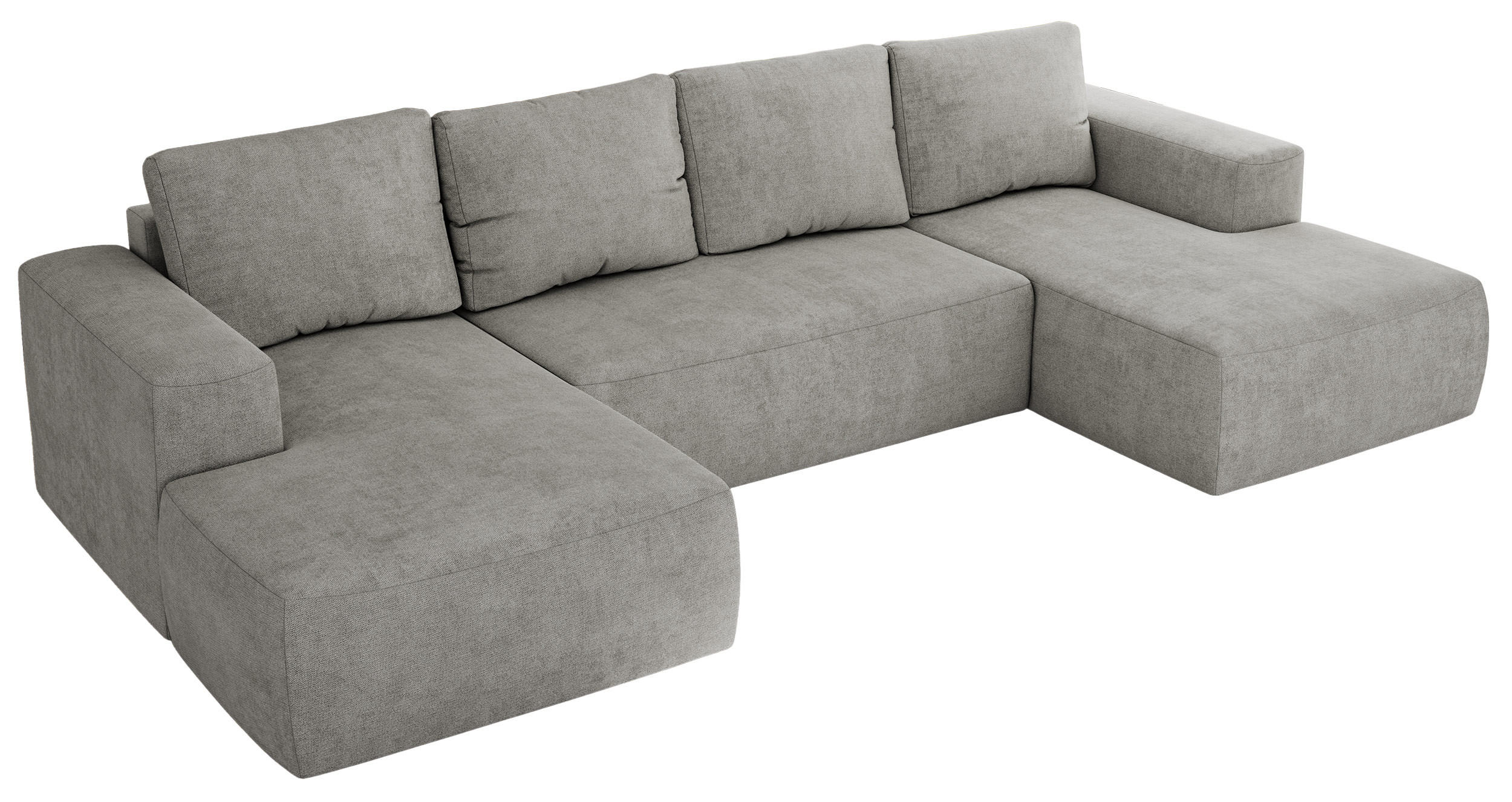 WOHNLANDSCHAFT TRENTINO U Hellgrau Struktur - Hellgrau, Textil (334/91/163cm) - MKS
