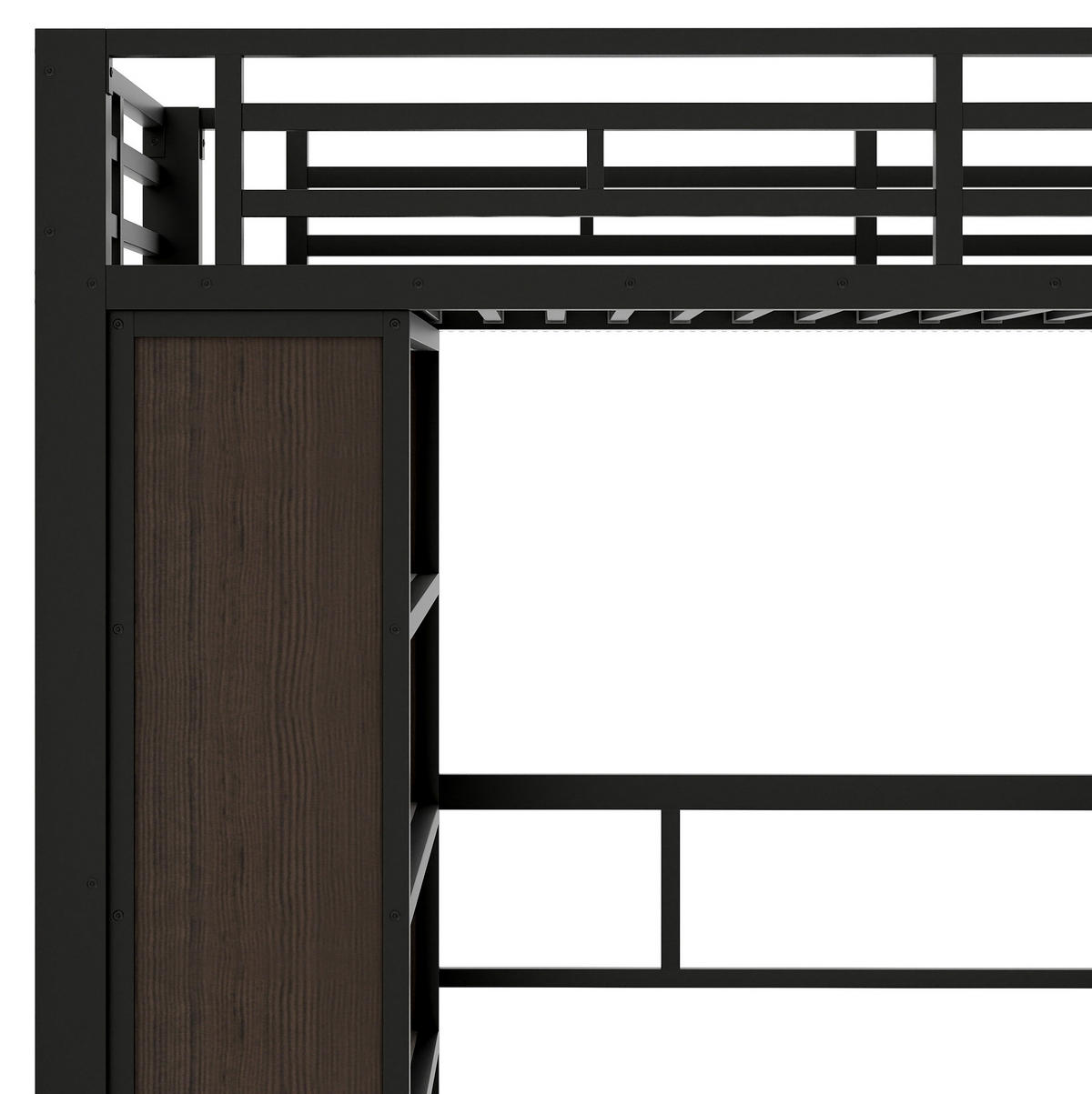 HOCHBETT 90/200 cm Schwarz aus Metall mit Schreibtisch und LED-Lichtleiste - Schwarz, Metall (90/200cm) - OKMYHOME