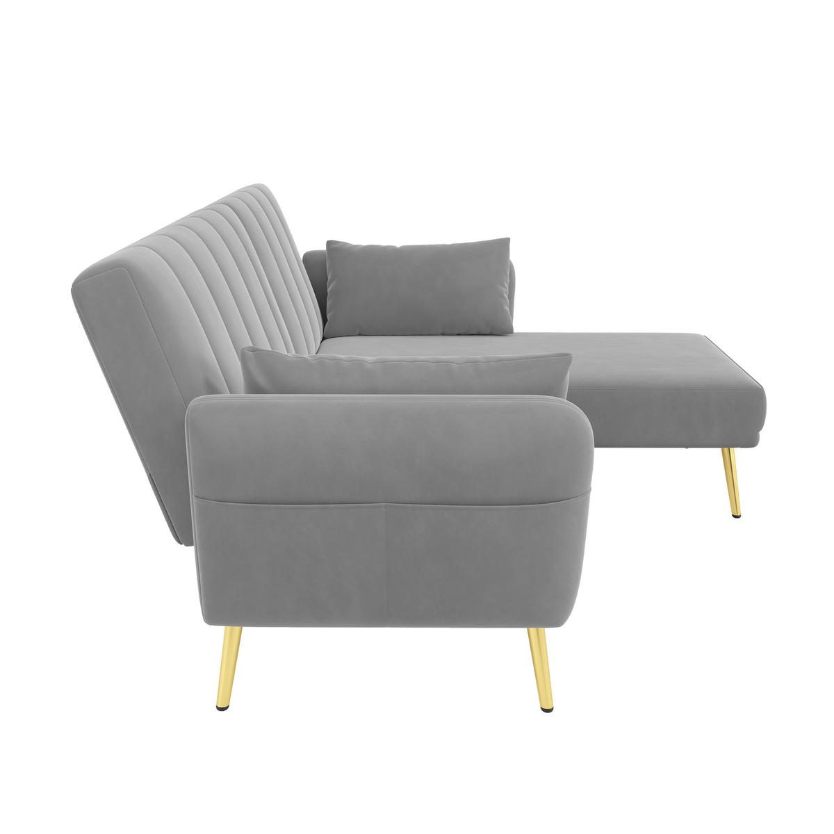 ECKSCHLAFSOFA 191.5/130.5/80 cm Grau mit Zusatzecke und Schlaffunktion - Grau, Textil (191.5/130cm) - Oxeza