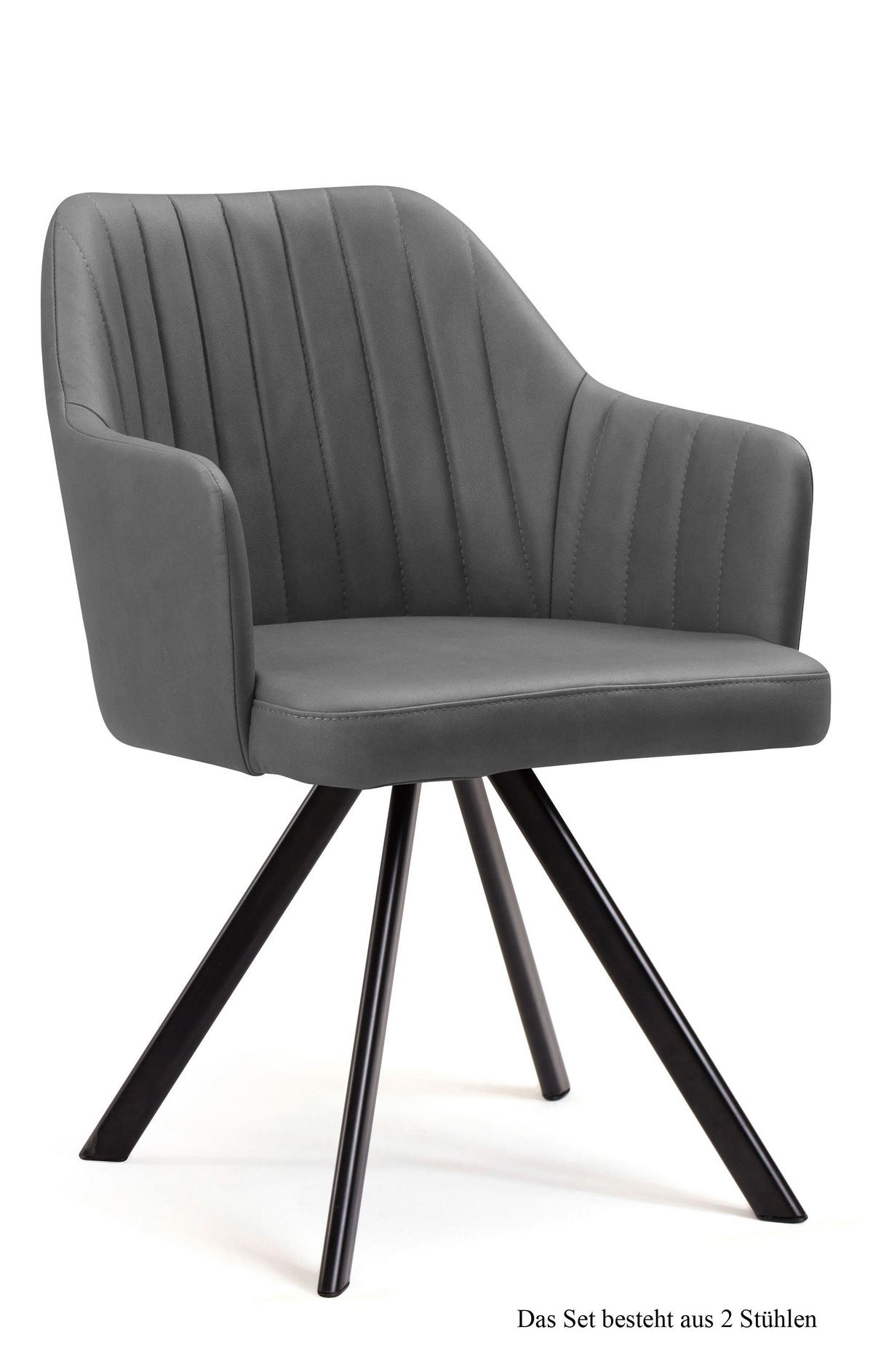 ARMLEHNSTUHL (2er-Set) Delia 58x81x60 Schwarz/Grau - Schwarz/Grau, Kunststoff (60/81/58cm) - 58aufmkessel