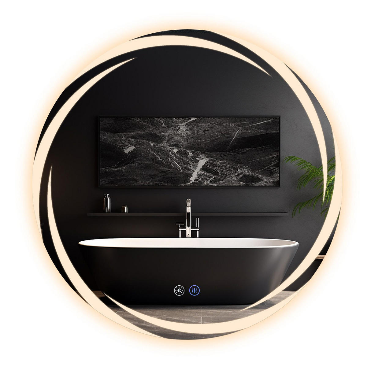 BADEZIMMERSPIEGEL Redick mit LED-Leuchte Ø60 cm - Weiß, Glas (60/2.4/60cm) - Nettlife