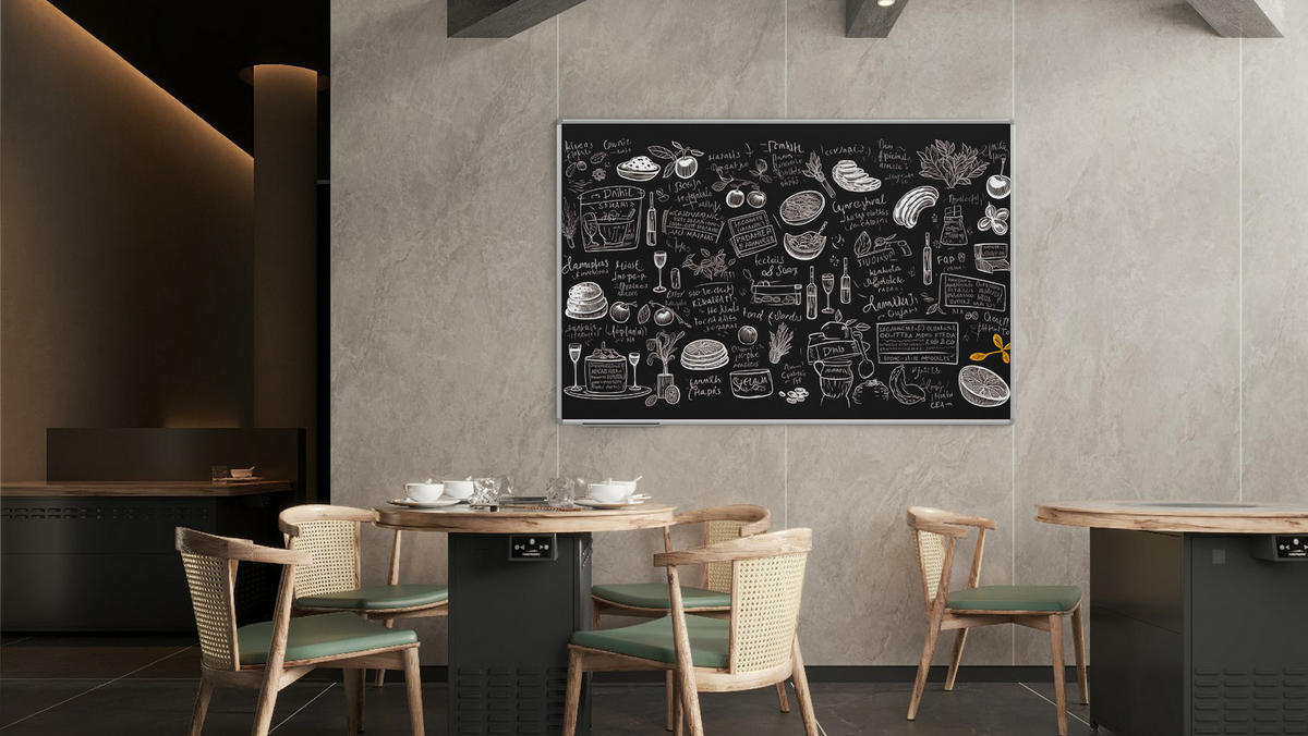 SCHWARZE magnetische Kreidetafel mit Alurahmen Premium EXPO 180x120cm - Schwarz, Metall (180/120/1.6cm) - ALLboards