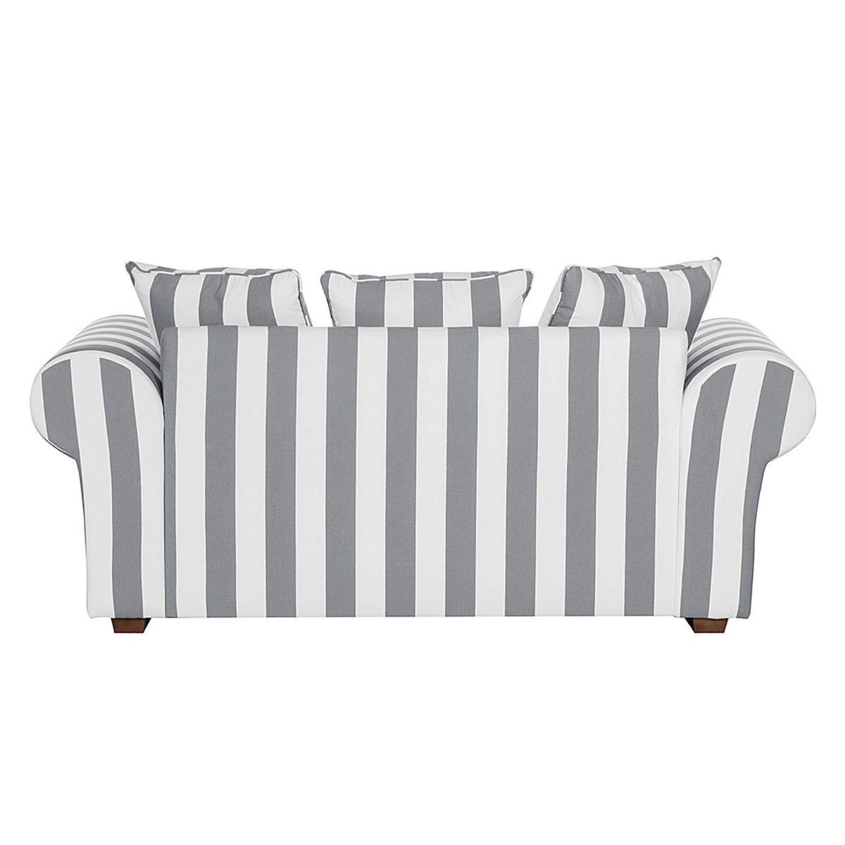 2-SITZER SOFA - Webstoff - gestreift - Dunkelbraun/Grau, Buchenholz/Textil (187/88/88cm) - home24