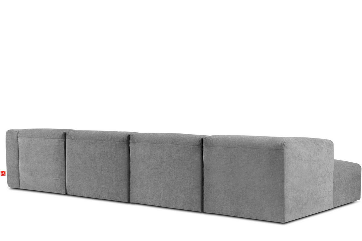 ECKMODULSOFA-LINKS BUFFO 6-Sitzer mit extrem weicher Sitzfläche, Gewebestoff, hell aschfahl - Hellgrau, Textil (377/180cm) - KONSIMO®