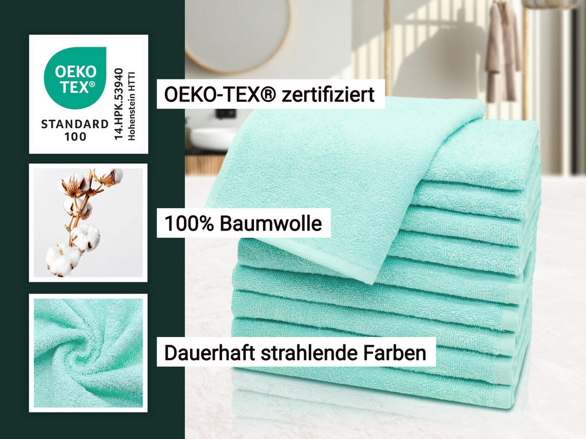 GÄSTETÜCHER, 10er-Set, 30x50 cm, 100% Baumwolle, Grün - Grün, Textil (30/50cm) - Zollner