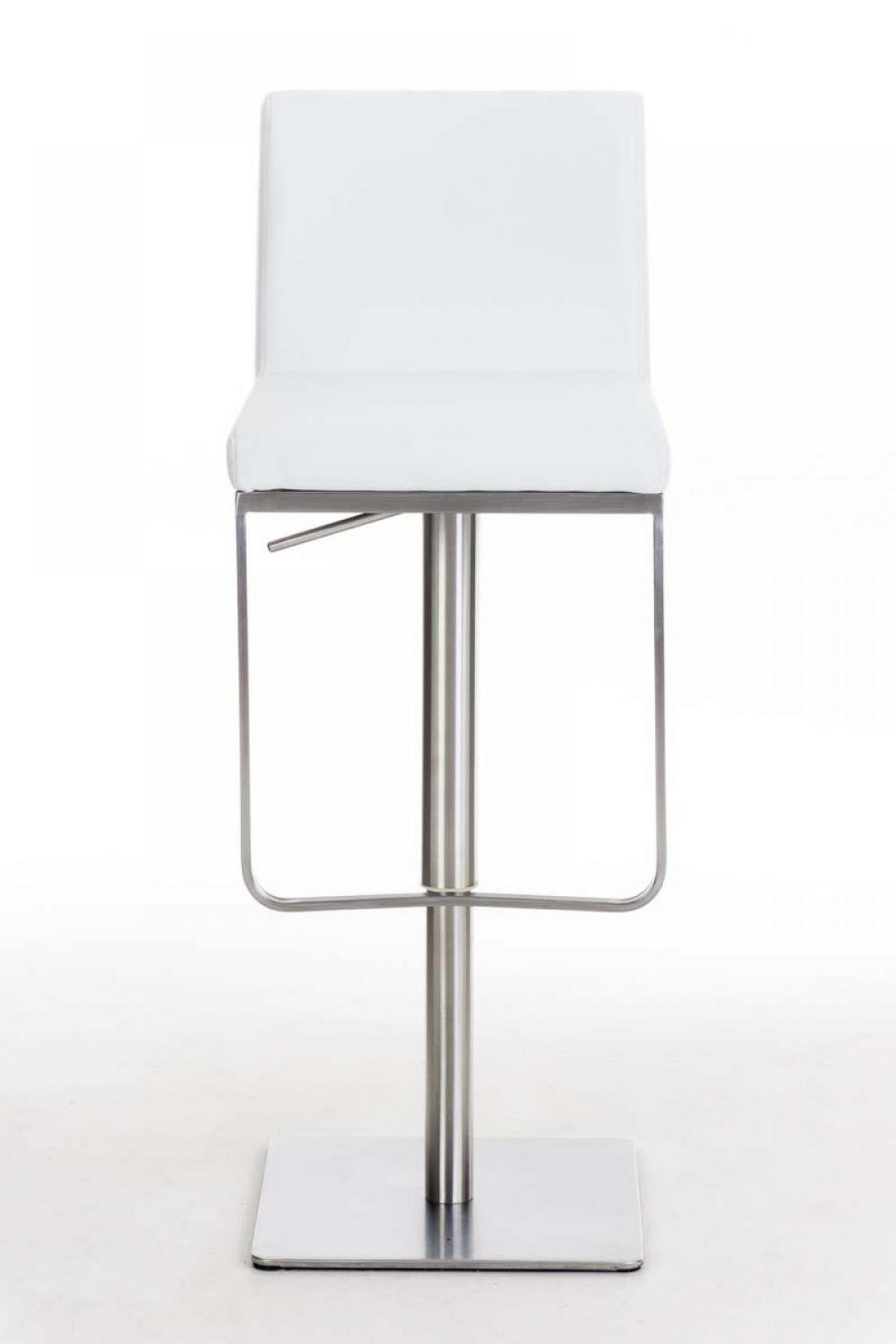 BARHOCKER 2er Set Lederlook Weiß - Edelstahlfarben/Weiß, Textil/Metall (42/86/44cm) - CLP
