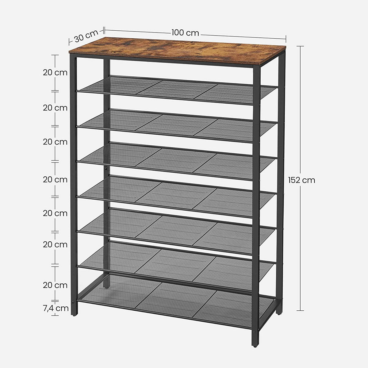 SCHUHREGAL - Braun, Holzwerkstoff (30/152/100cm) - Hansiro