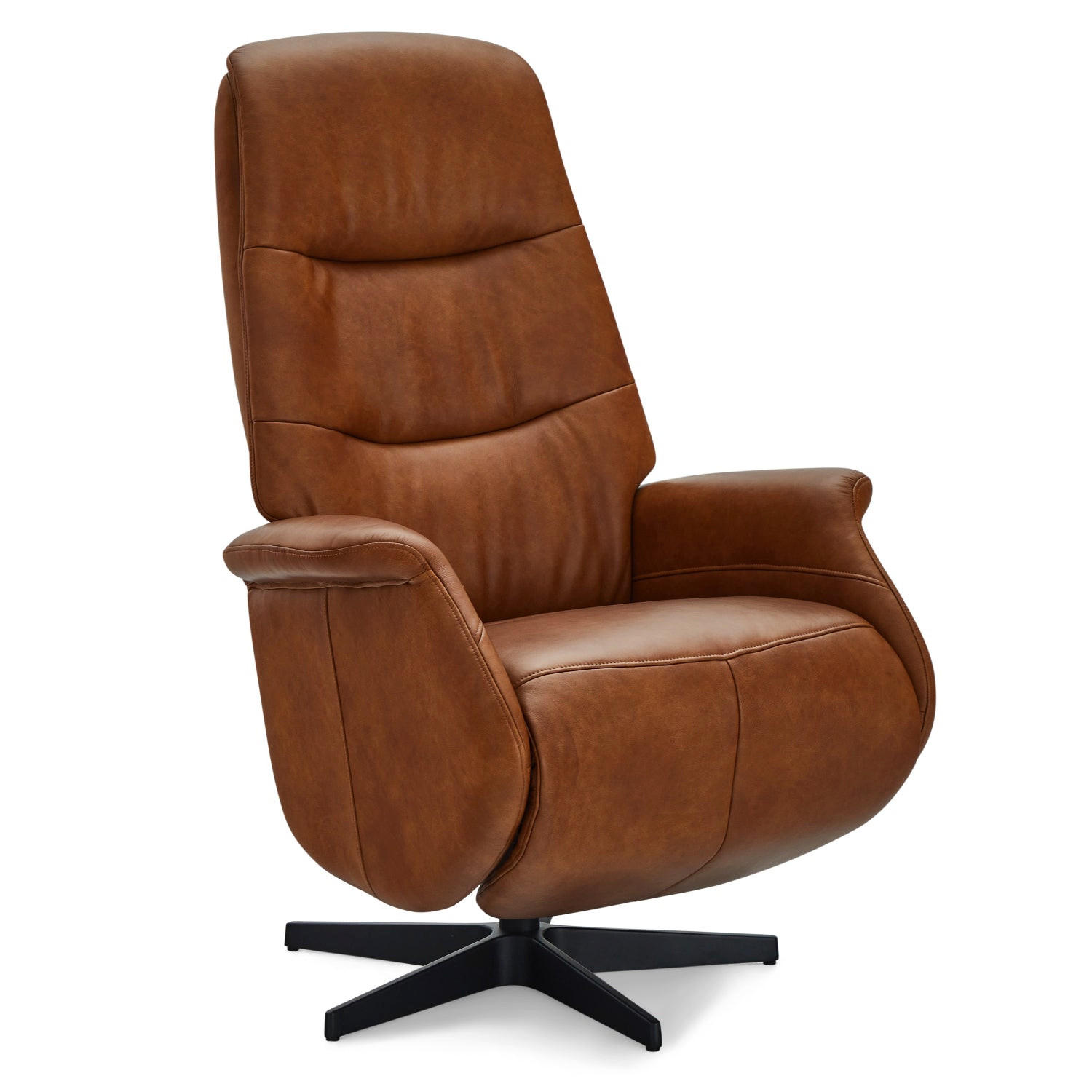 RELAXSESSEL Echtleder Cognac Braun - Schwarz/Braun, Leder/Metall (90/114/79cm) - Furnhouse