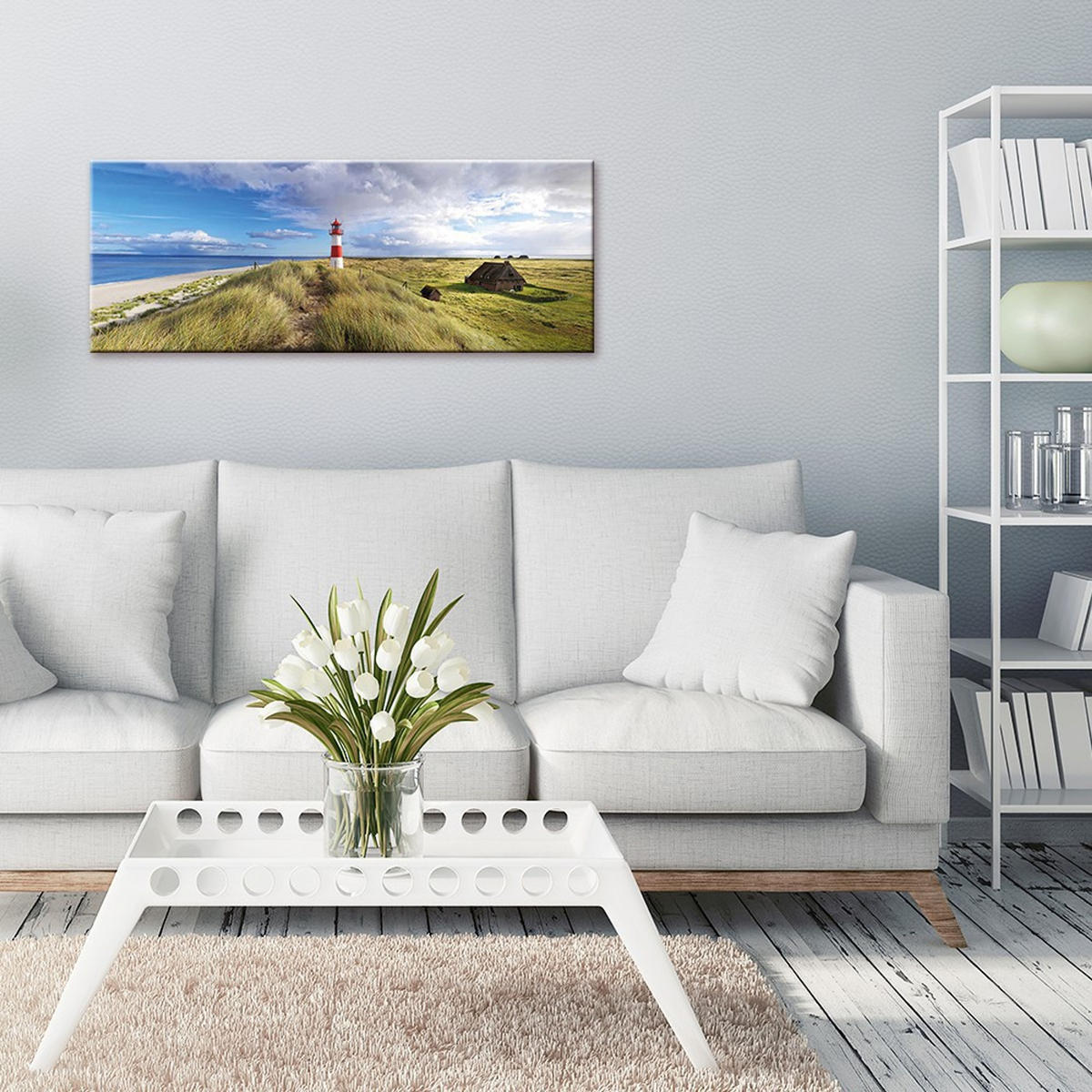 GLASBILD 80x30 cm Strand und Meer - Beige, Glas (80/30cm) - artissimo