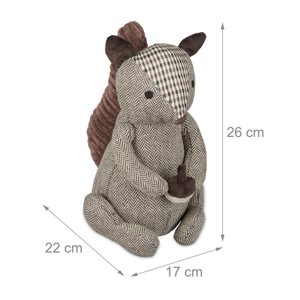 DÖRRSTOPP Brun ekorre - Brun, Textil/Naturmaterial (17/22cm) - Relaxdays