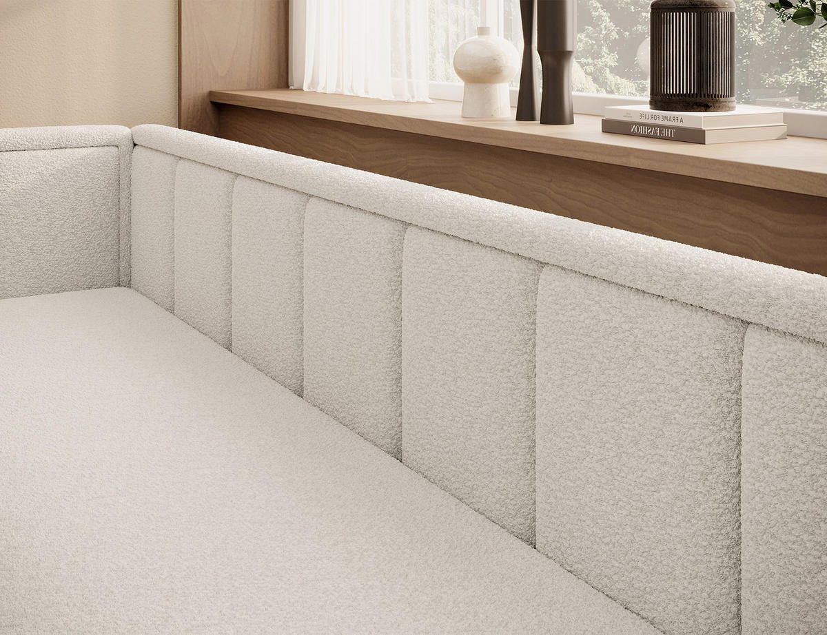 SCHLAFSOFA FULGEO mit Schlaffunktion & Bettkasten – Modernes 3-Sitzer Sofa, Liegefläche 200 x 150 cm - Weiß, Kunststoff (214/82/77cm) - Wohnideebilder