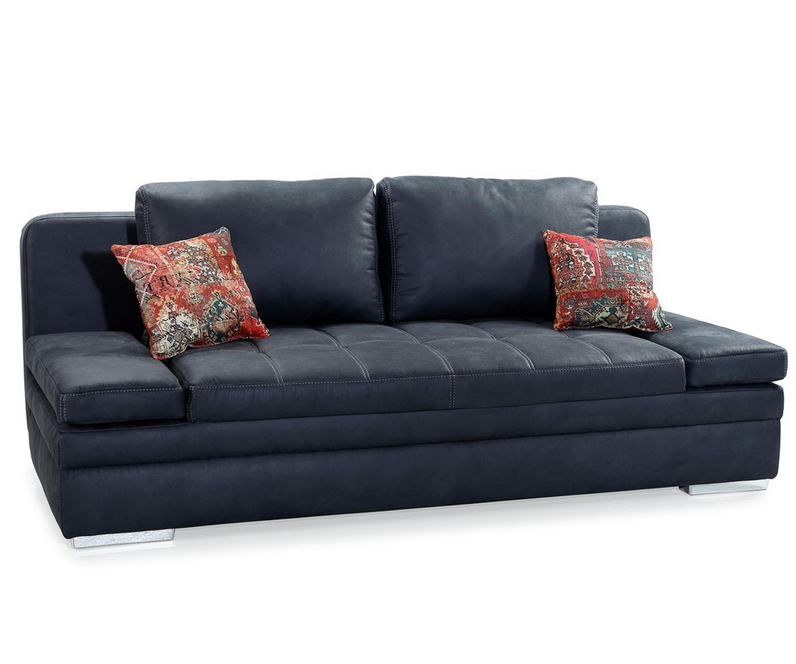 SCHLAFSOFA mit Bettkasten, Wellenfederung, Armlehnen verstellbar B200/T100/H84 cm, Liegefl.148x200 cm, Antikleder-Optik Mikrofaser Anthrazit / 15118 - Chromfarben/Anthrazit, Textil/Metall (200/84/100cm) - luma-home