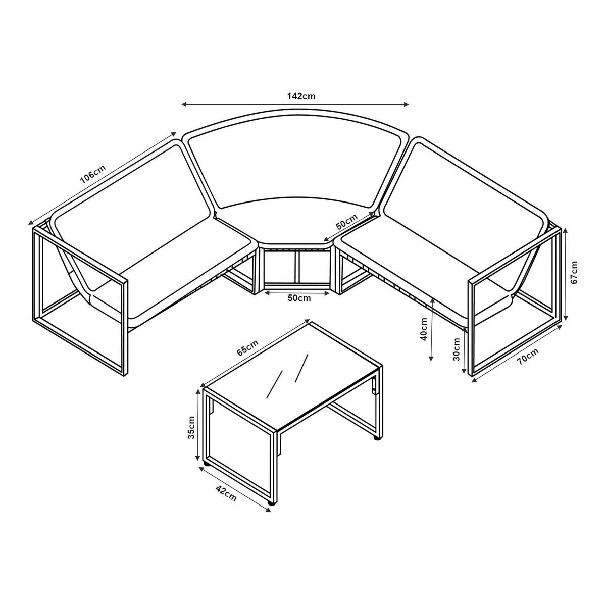 GARTENMÖBEL-SET 4 TLG. Karg - Dunkelgrau/Schwarz, Glas/Kunststoff - casa.pro