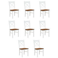 STÜHLE 8ER SET Belluno Elegante Kiefer weiß (RAL9010) lackiert / Kiefer gebeizt, Nussbaumfarben 43 / 44 / 93cm - Nussbaumfarben/Weiß, Holz/Holzwerkstoff (43/93/44cm) - Feldmann-Wohnen