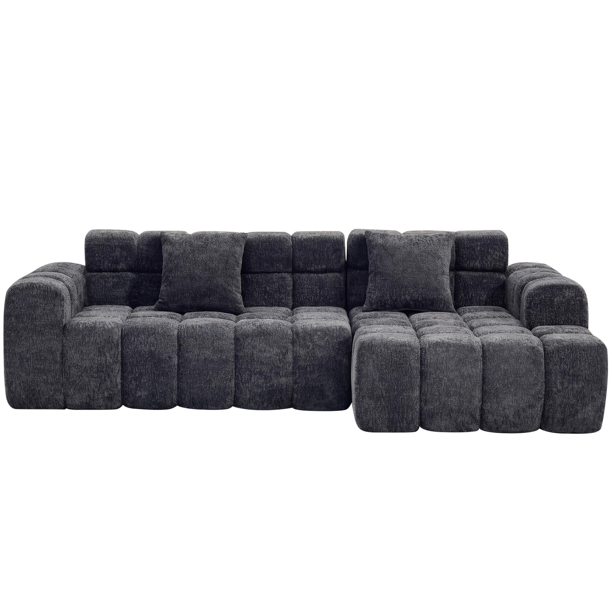 ECKSOFA 249,94/124,97/59,94 cm anthrazit aus Samtstoff mit Algenstruktur modular und bequem - Anthrazit, Textil (249.94/124.97cm) - OKWISH