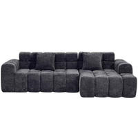 ECKSOFA 249,94/124,97/59,94 cm anthrazit aus Samtstoff mit Algenstruktur modular und bequem - Anthrazit, Textil (249.94/124.97cm) - OKWISH