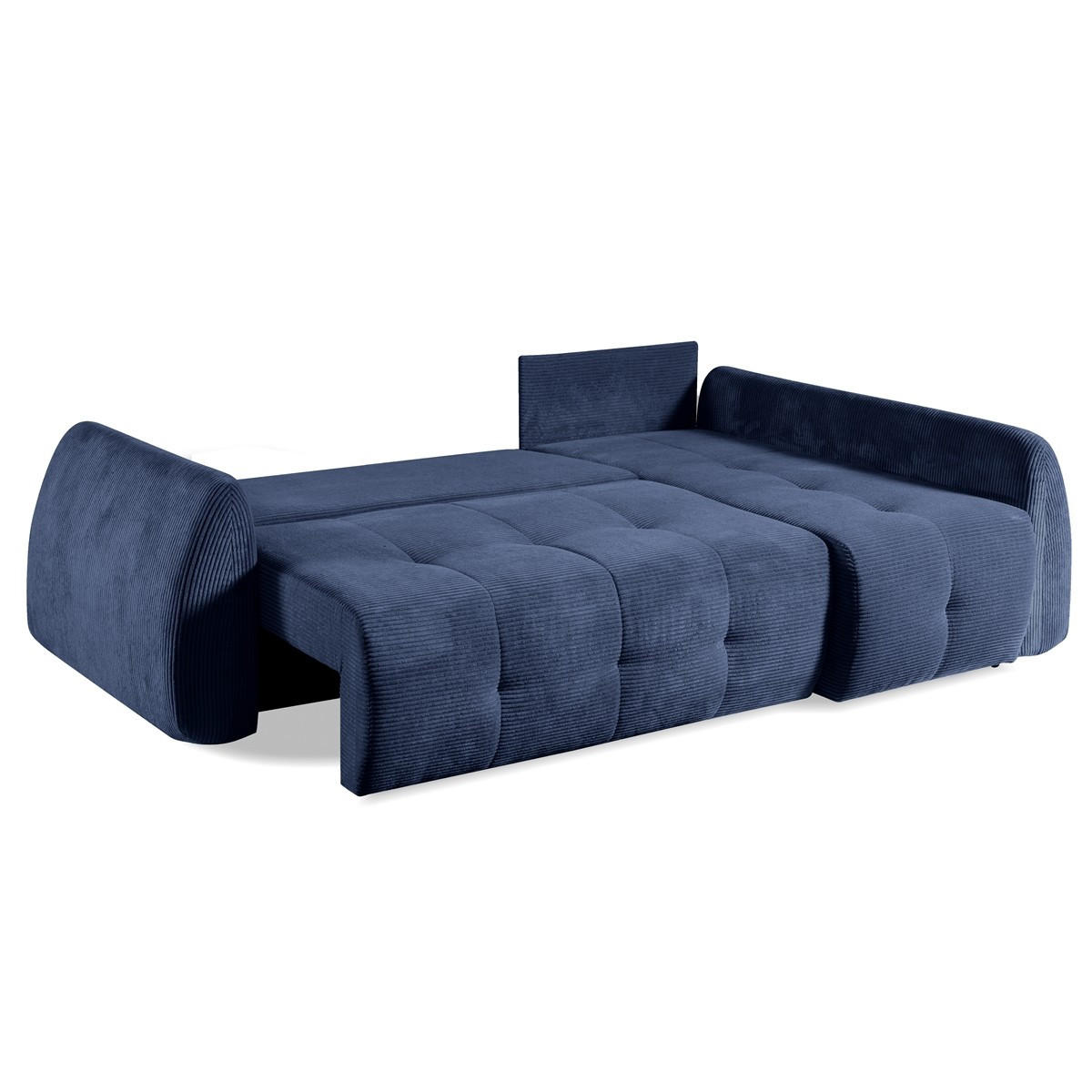 ECKSOFA Luna Dunkelblau, mit Schlaffunktion - Dunkelblau, Holzwerkstoff/Textil (252/155cm) - Bettso