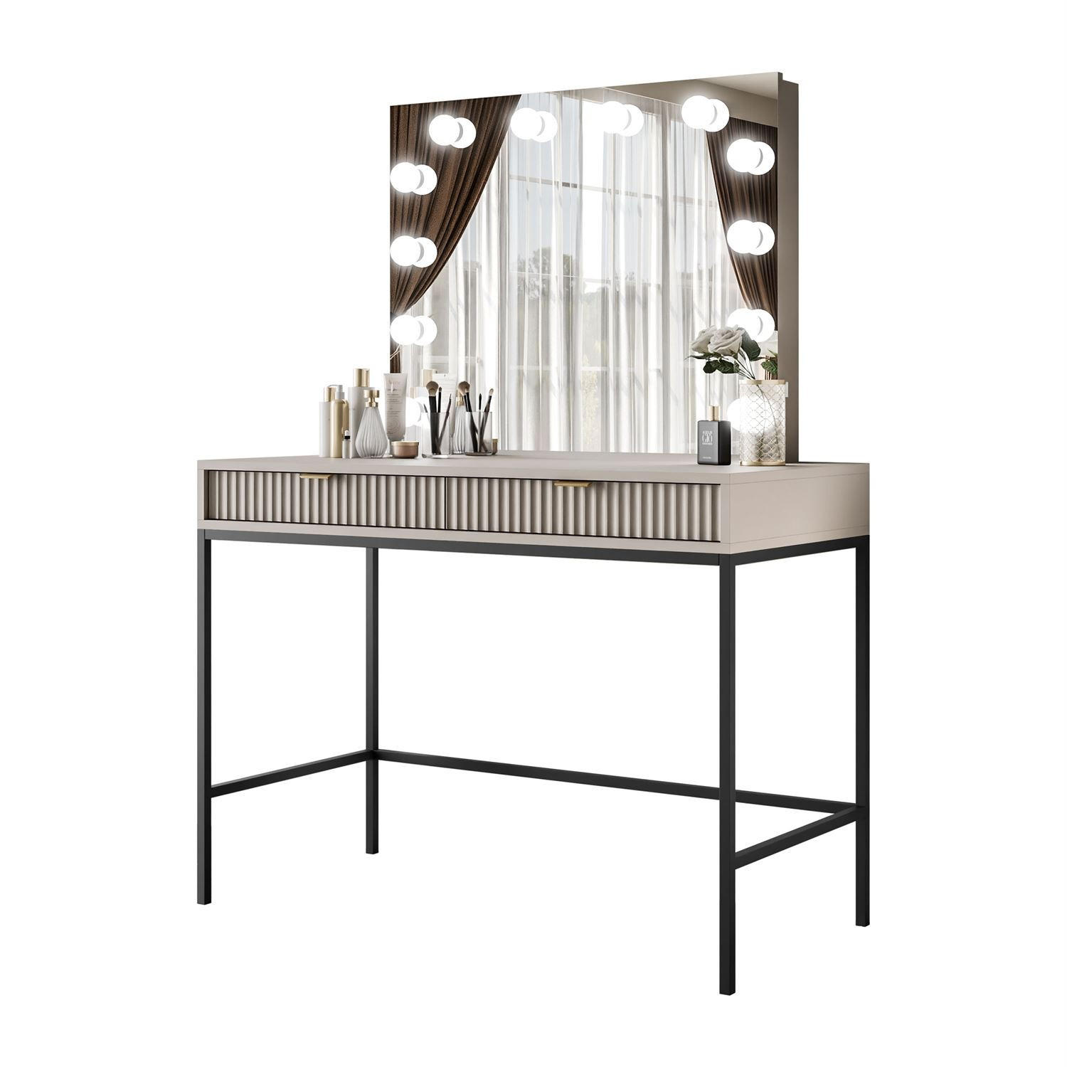 SCHMINKTISCH MIT SPIEGEL CORTADO ELITE KASCHMIR - Beige, Holzwerkstoff (104/78/50cm) - Lookway