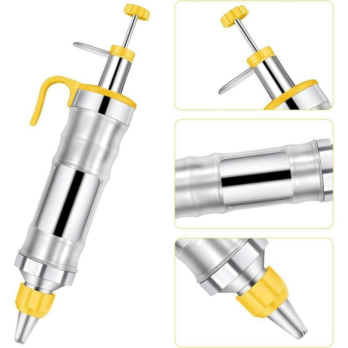 GARNIERSPRITZEN Set Edelstahl mit 6 Tüllen - Gelb, Metall (8.5/6/28cm)