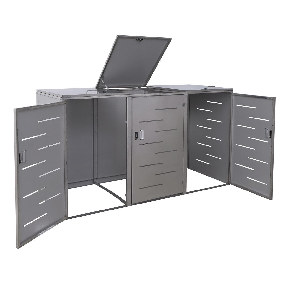 3ER-/6ER-MÜLLTONNENVERKLEIDUNG Silber - Silberfarben, Metall (212/116/98cm) - MCW