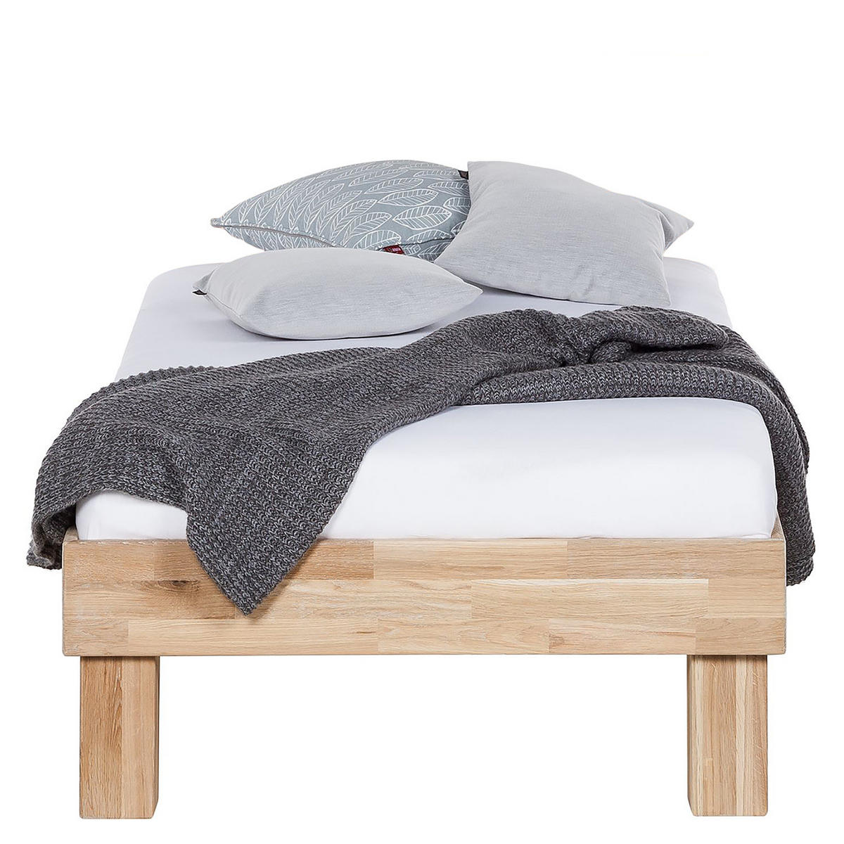 BETT - Massivholz - Eichefarben, Holz (90/200cm) - home24