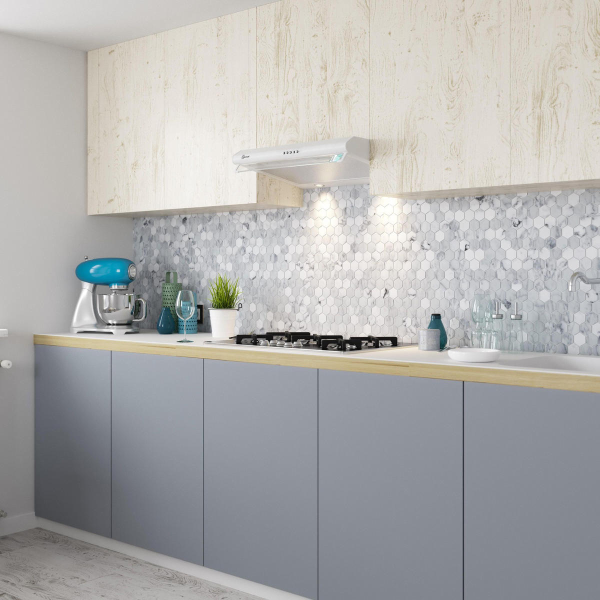 DUNSTABZUGSHAUBE GCH F 590 60 WH 60 cm Weiß - Weiß, Metall (60/13.4/46.7cm) - Gurari