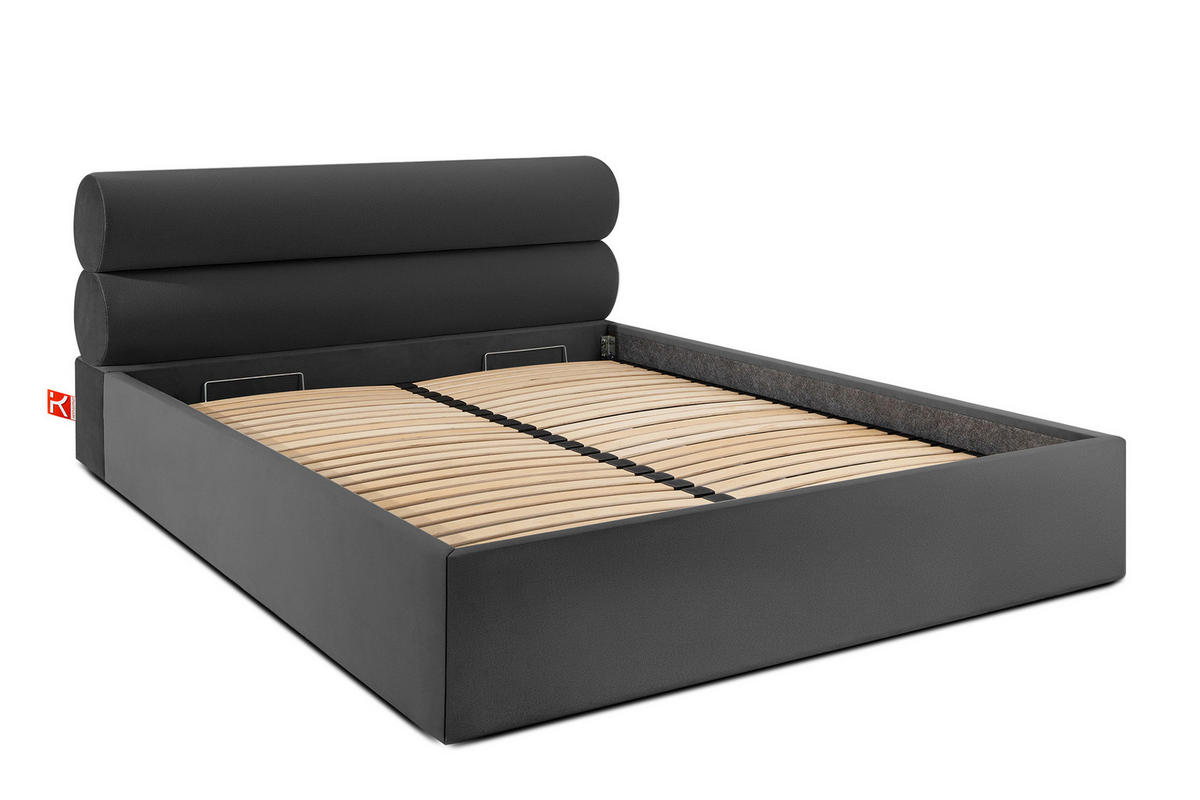 POLSTERBETT LUNEO - Anthrazit/Schwarz, Holz/Holzwerkstoff (202/204cm) - KONSIMO®