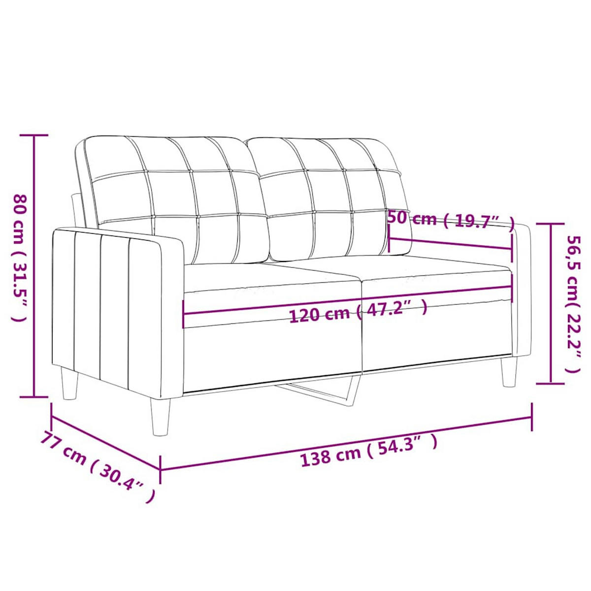 2-SITZER-SOFA Martin - Grau, Textil (138/80/77cm) - Nettlife