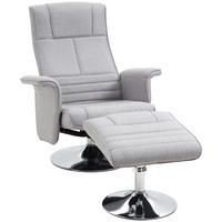 MASSAGESESSEL mit Fußhocker, Elektrischer Relaxsessel mit Liegefunktion Stahl - Chromfarben/Hellgrau, Textil/Metall (95/88/78cm) - HOMCOM