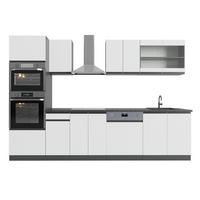 SPREDNJA PLOŠČA R-Line Bela/antracitna 300 cm J-oblika, z visoko omarico, brez delovnega pulta - bela/antracit, leseni material (300/81.6/46cm) - Vicco