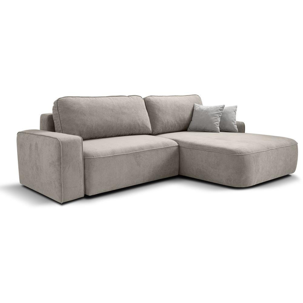 ECKSCHLAFSOFA Torre cappuccino velours rechts - Cappuccino, Textil (258/171cm) - Beautysofa