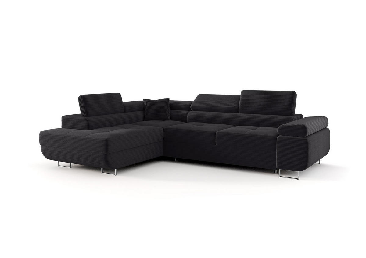 ECKSOFA EMILY mit Schlaffunktion Poso 34 Links - Graphitfarben, Textil (275/200cm) - Bedante