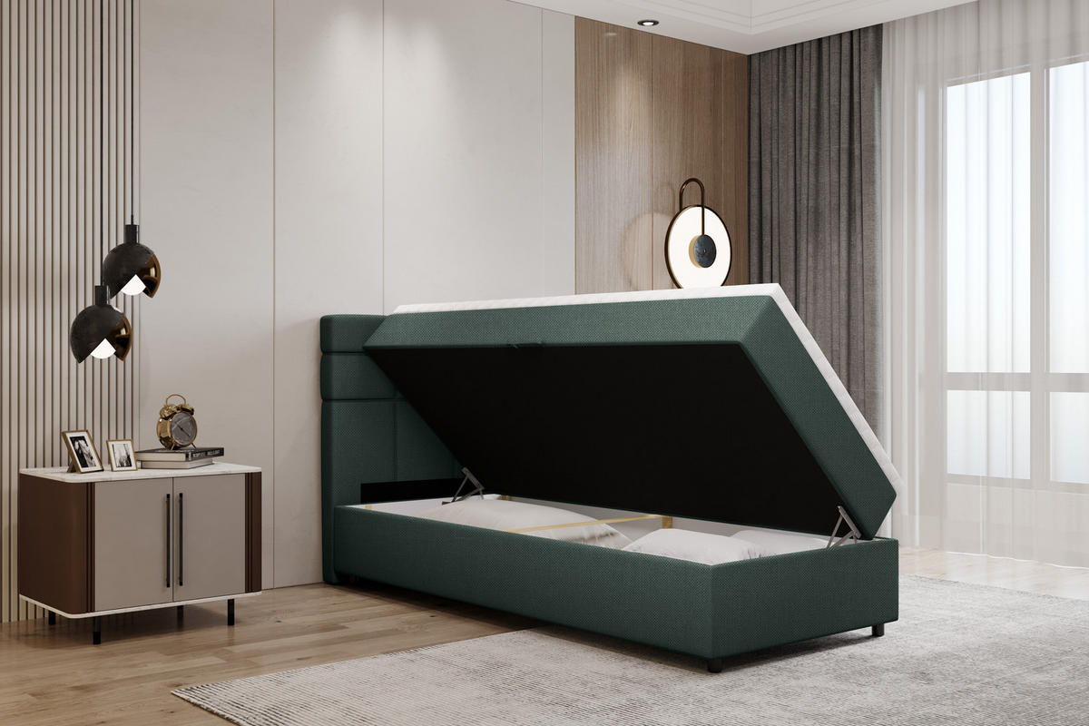 BOXBETT Reve 90 x 200 cm mit Bettkasten und Lattenrost ohne matratze - dunkelgrau - Dunkelgrau, Holz (90/200cm) - Panda Möbel