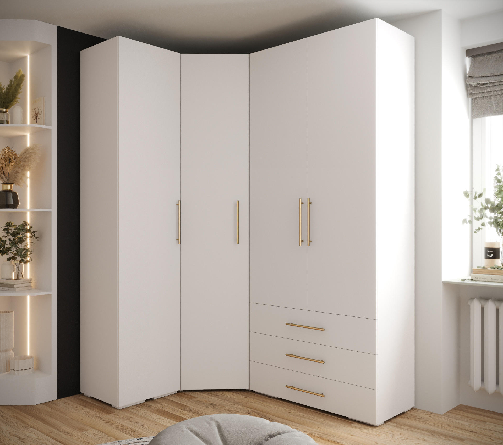 GARDEROBEN-SET 236,7/181,7/47 - Goldfarben/Weiß, Holz/Kunststoff (181.7/236.7/47cm) - Abiks Möbel