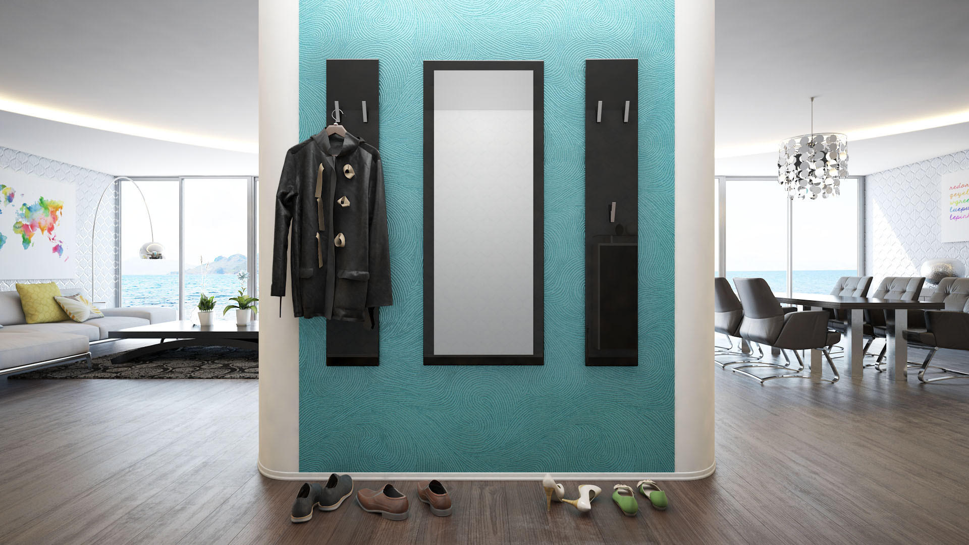 GARDEROBE Spot Schwarz Hochglanz - Schwarz Hochglanz, Holzwerkstoff (120/140/2cm) - Vladon
