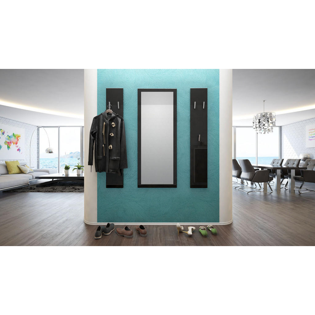 Thumbnail - Vladon Garderobe, Schwarz Hochglanz, Holzwerkstoff, 120x140x2 cm, Garderobe, Garderoben-Sets & Serien, Garderoben-Sets