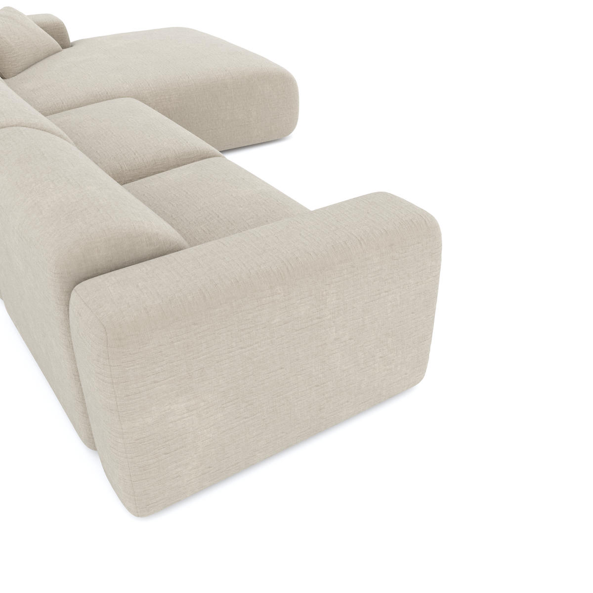 ECKSOFA RECHTS Texturierter Samt Beige 280cm - Beige, Textil (280/95cm) - Sia Home