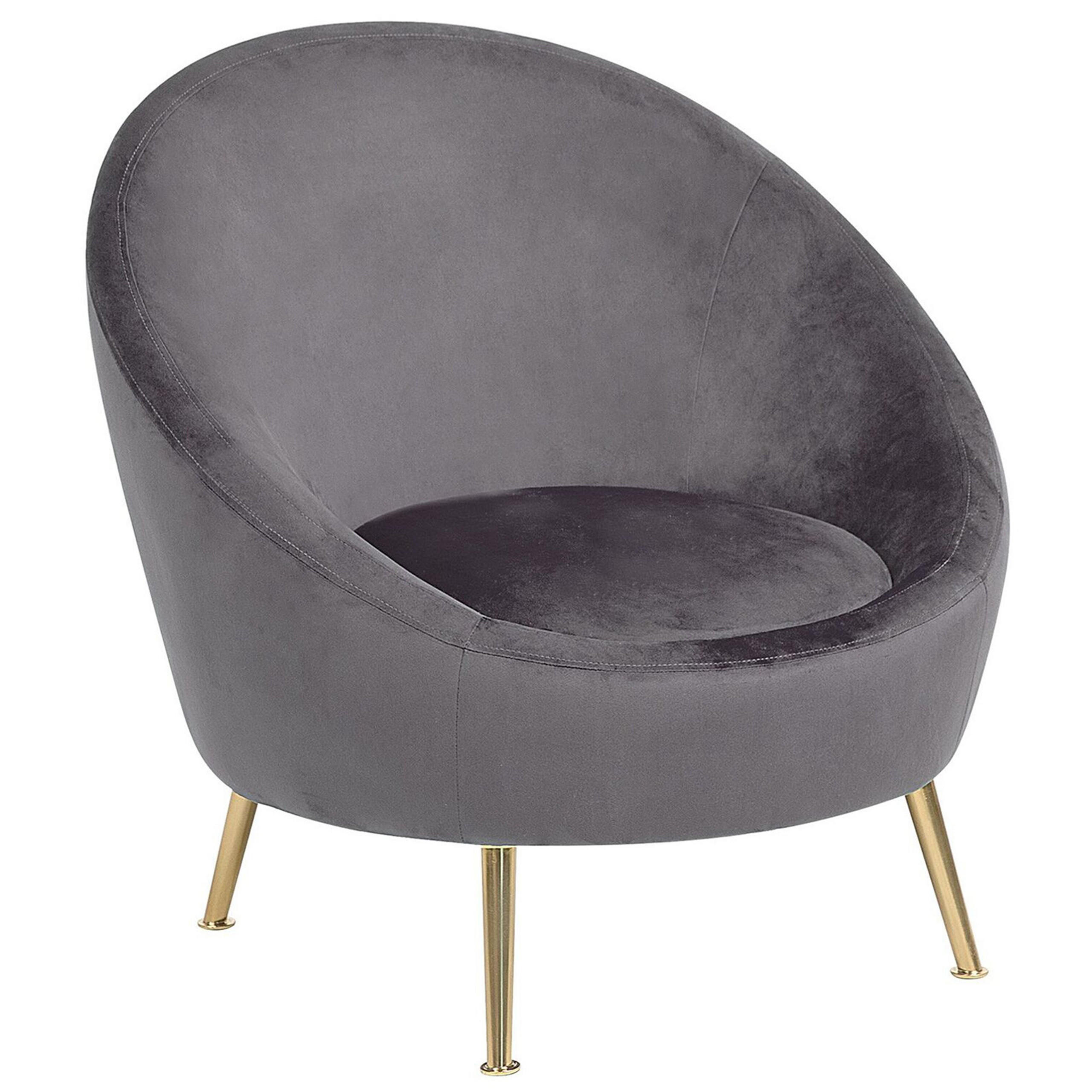 SESSEL Samtstoff grau Langa - Goldfarben/Grau, Textil (80/81/76cm) - Beliani